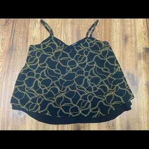 Torrid Cami Plus Size 0 L Top Black Gold Chain Print Adjustable Spaghetti Straps